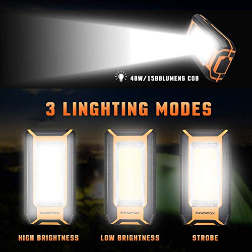 2Pack Led Rechargeable Magnetic Work Light 40W 1500Lumens, Hanging Hook 3 Lighting Modes, Job Site Lighting For Car Repairing, Camping, Working, And Hurricane #TOP6