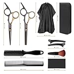 Hair Cutting Scissors Kit, Hair Scissors Professional Haircut Scissors with Stainless Steel Hair Shears, Thinning Shears, Haircut Accessories in Leather Case for Salon/Home- 10PCS Gold Black - Image 4