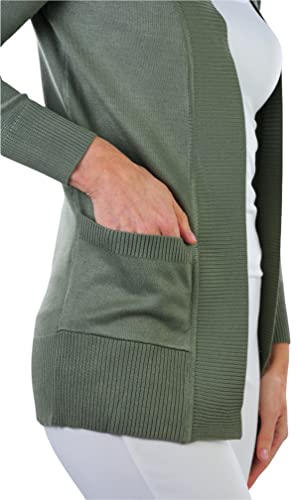 Image of ToBeInStyle Women's Long Sleeve Rib Banded Open Sweater Cardigan