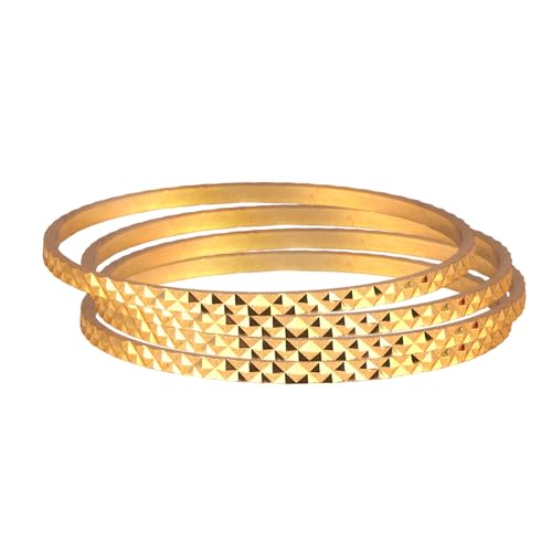 Image of JFL- Jewellery for Less Traditional Ethnic One Gram Gold Plated Cut Work Bangle Set Girls & Women