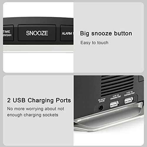 Digital Clock with 8.7" Large Display, Mirror Alarm Clock for Kids/Teens/Adults, Digital Dual Alarm Clock with 2 USB Ports, Battery Backup, Snooze, Setting Easily, Loud Alarm Clock for Bedroom/Desk