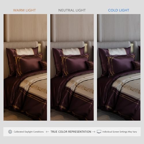 Image of Stoa Paris 300TC UltraSatin Super Size 7 Piece Comforter Set, 274cm x 274cm Ideal for King & Double Bed, Gentle on Skin & Hair, Fade & Wrinkle Resistant, Quick Dry, Coronation - Purple