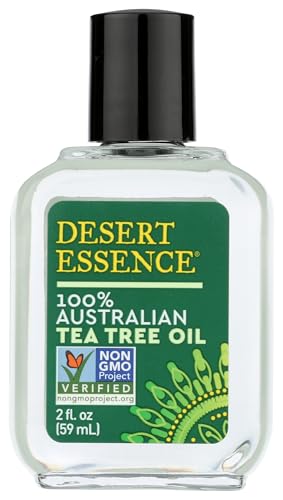 Desert Essence 100% Australian Tea Tree Oil Therapeutic Grade Essential Oil - Skin Cleansing, Clarifying, Soothing - Refreshing Air - Skin Care, Hair Care, Powerful Green Clean - Vegan, Non-GMO - 2oz