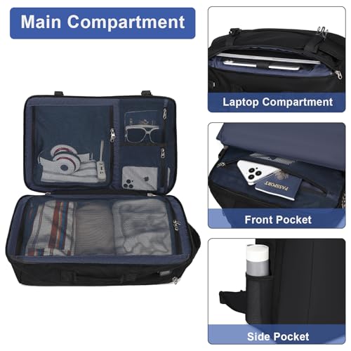 Image of Travel Backpack for Men 40L, TSA Flight Approved Carry On Backpack with Rain Cover, 17inch Travel Laptop Backpack with USB Charging Port, Extra Large Luggage Suitcase Daypack Weekender Bag, Black
