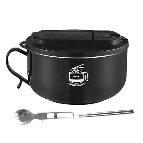 Tazón de Fideos de 1000 ml con Tapa y Asa, Recipiente Térmico para Sopas con Tenedor – Tupper de Acero Inoxidable a Prueba de Fugas – Ideal para Llevar Comida a la Oficina, Universidad o Casa – Para N
