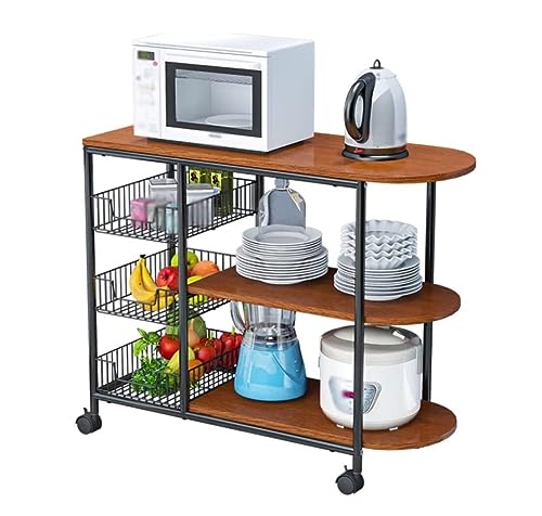 Soporte de microondas de 3 niveles con ruedas para almacenamiento de cocina, estante de condimentos para horno microondas, estante de microondas y estante para microondas y cocina doméstica