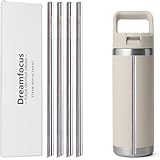 Dreamfocus Reusable Metal Straws Replacement Stainless Steel for YETI RAMBLER Straw Bottle 18 oz 4-Pack