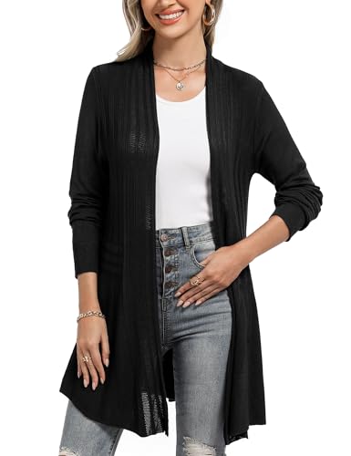 iClosam Strickjacken für Damen Cardigan Damen Sommer Elegant Langarm Unregelmäßiger Saum Jacket Outerwear