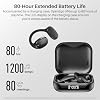 TOZO OpenEgo Open Ear Earbuds Bluetooth Headphones, 5.3 Bluetooth Sport Earbuds with Earhooks for 80Hrs Playtime,32 EQ Modes, Digital Display, Clear Calls, Comfortable Wear for Running, Work, Black