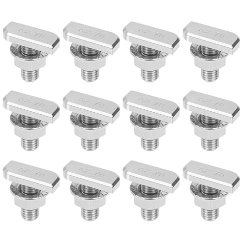 Vis à tête marteau M8x20 inox A2-70, lot de 12 avec écrous à bride M8, fixation robuste pour rails photovoltaïques, panneaux solaires, profils aluminium, serre, système de montage solaire