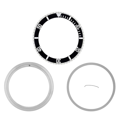 Ewatchparts Rotating Bezel, Insert, Retaining Compatible With Rolex Submariner 16610, 16800 Black