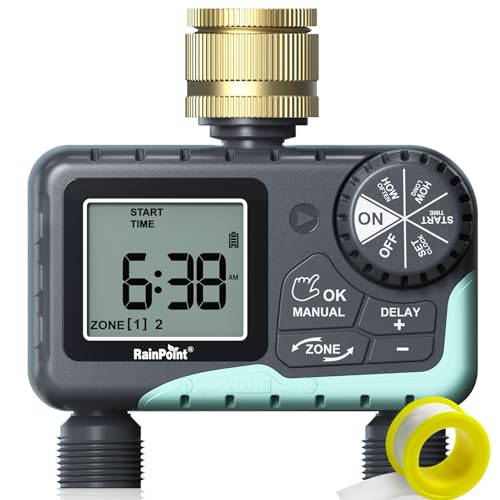 RAINPOINT Water Timer 2 Outlets, Automatic Irrigation Timer with ...