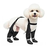 Dog Boots with Adjustable Suspenders, Waterproof...