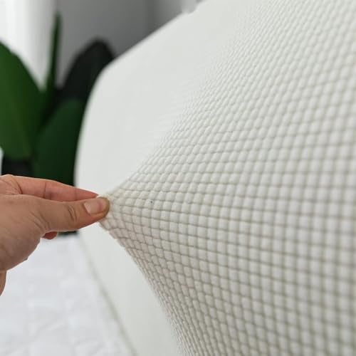 Image of HOMETHREADS Stretchable Lycra /Velvet Bed Headboard Cover Soft BedHead Dust-Proof Cover,Head Back Protector for Your Leather /Cloth /Wooden Bedside| 3 to 3.3 Feet Single Bed Back Cover (White, 90x65cm)