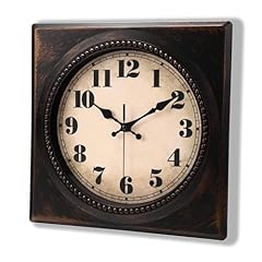 Wall Clock Vintage 1950 s Style Square Retro 12 Inch Wall Clocks Battery Operated for Kitchen Home