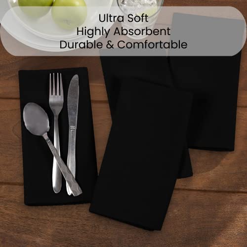Dine N Decor Set Of 12 Cloth Dinner Napkins 100% Cotton - Soft Durable Washable - Ideal For Farmhouse Party Weddings Christmas Easter - Perfect Everyday Use Table Linen Cloth Napkins Black 17X17 #TOP3