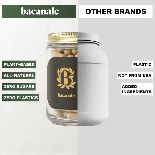Bacanale Daily Fiber Supplement - Natural Plant-Based Fiber Powder - Psyllium Husk Powder Capsules For Digestion & Gut Health - Sugar & Gluten Free Prebiotic Fiber Pill For Adults, Men & Women #TOP4