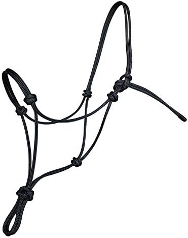 Horse Rope Halters - 11 Sizes - Miniature, Foal, Weanling, Pony, Cob/Arab, Horse, Warmblood, Draft & Custom (Pony, Black)