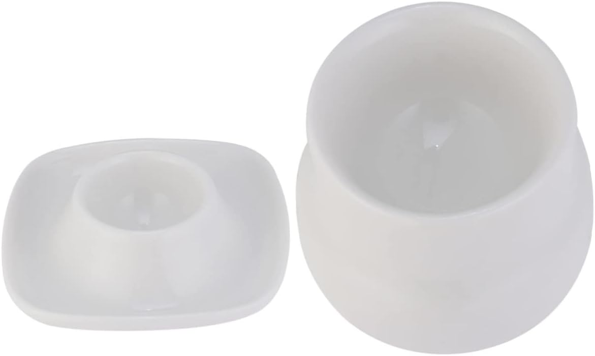 COLLBATH 2pcs Ceramic Egg Holding Cups Elegant White Egg Holders for Boiled Stable and Safe Design for Home Kitchen Use