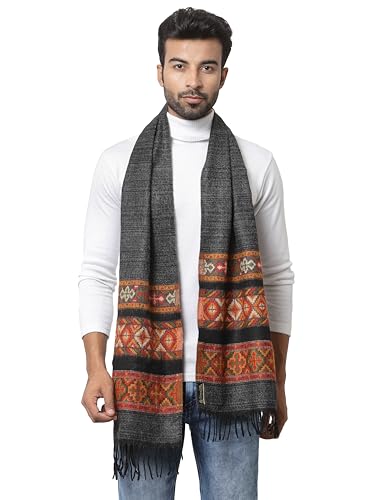 Image of Weavers Villa Acro Wool Men's Muffler (MF-902, Black Size: 34CM X 200CM)