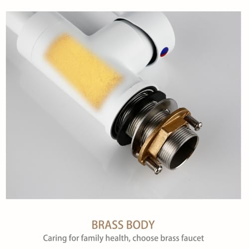 Robinet de cuisine blanc avec cartouche céramique et commande unique à pont