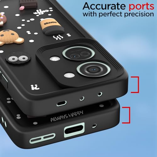 Image of Outlouders Back Cover for OnePlus Nord 3 5G | 3D Cartoon Bear Cute Fun Silicone Full Body Protection Bumper Case (Black)