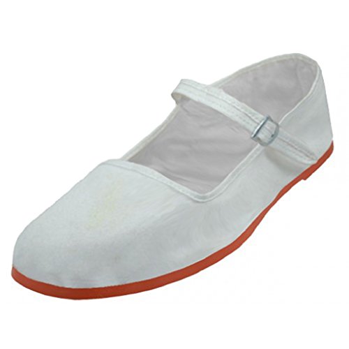 Shoes 18 Womens Cotton China Doll Mary Jane Shoes Ballerina Ballet Flats Shoes (10, 114 White Canvas) by Shoes8teen - Used condition - US$12.78