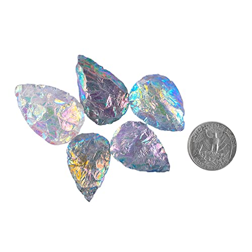 5Pcs, Angel Aura Quartz, Tear Drop, Top Drilled, Mystic Random Color | Raw Pear Stone, Rough Crystals And Gemstone, Diy, Jewelry Making Supply, Chakra - Energy - Healing Stone #TOP3