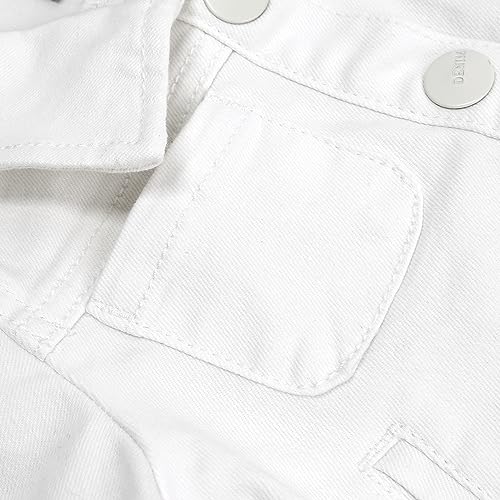 KIDSCOOL SPACE Baby Denim Jacket,Little Toddler Kids Simple Design Stretch Jean Coat,White,4-5 Years - Thumbnail 4