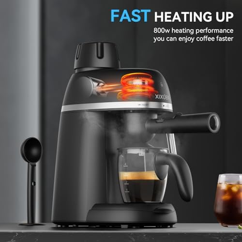 XIXUBX Compact Espresso & Cappuccino Machine, 3.5 Bar with Steam Wand