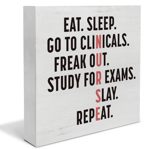Nursing Student Gift Wooden Box Sign 5x5 Inches