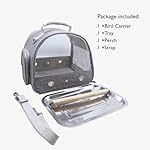 Bird Travel Carrier with Stand Perch and Stainless Tray,Portable Small Bird Parrot Parakeet Cockatiel Carrier for Hiking,Airline Approved. (Grey) - Image 4