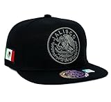 Mexican Hat Mexico State Federal Logo Embroidered Snapback Flat Bill Baseball Cap (Jalisco- Black/Gray)
