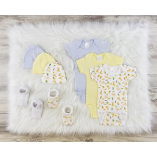 Bambini LS-0555NB Layette Baby Clothes Set - White Blue & Yellow - Newborn - Pack of 3