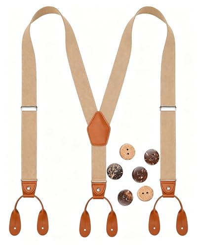 Suspenders for Men Button End Adjustable Y-Back Elastic 47 Inches