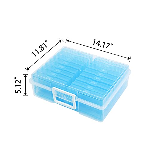 Naivees 4" X 6" Photo Storage Case With Handle, 16 Inner Photo Organizer Keeper, Extra Large Storage Picture Boxes, Seed Storage, Transparent Craft Keeper (Blue) #TOP2