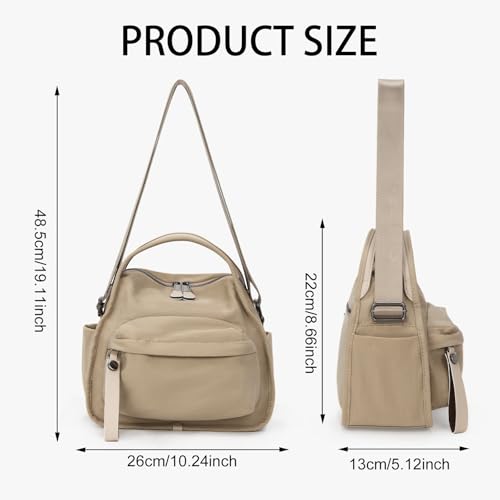 CEUTNIZ Elegant Solid Color Shoulder Bag for Women Casual Nylon Front Pocket Handbag Casual Trendy Textured Commuter Bag - image 4