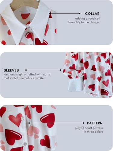 Image of GRECIILOOKS Printed Shirts for Women`s | Stylish Heart Print Full Sleeve Shirt for Women | Comfortable Rich Collared Womens Shirt |Casual Trendy Outfit