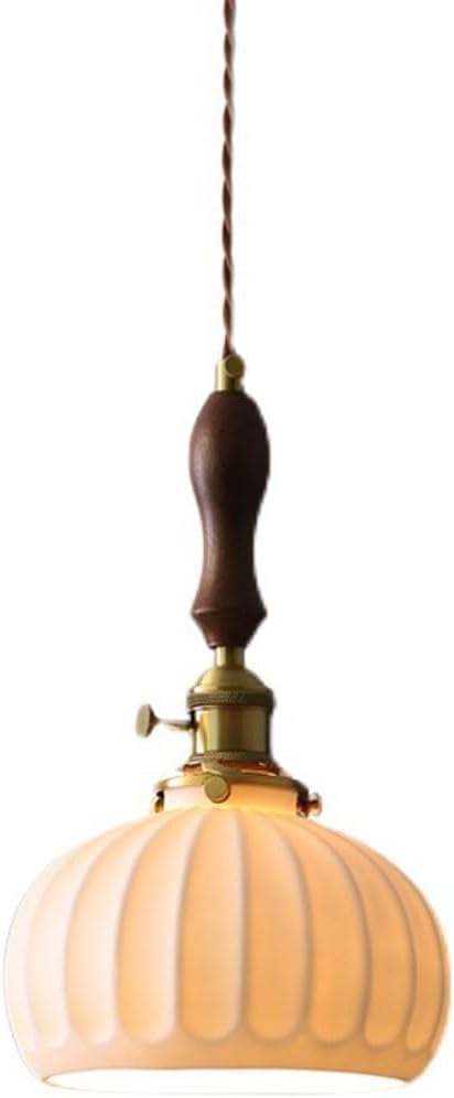 Walnut Ceramic Light Retro Style E26D Pedestal 7In Mini Ceramic Lampshade Light Applicable to Kitchen Island Chandelier Highly Adjustable/1Pack