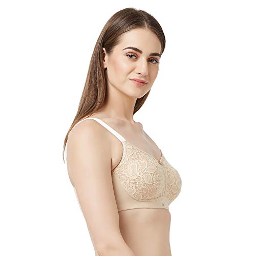Image of SOIE Women Non Padded Non-Wired Full Coverage Minimizer Lace Bra