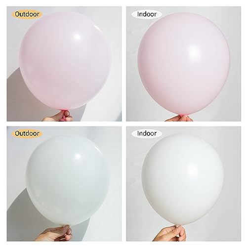 Image of 130Pcs 18 /12 /10 /5 Inch Pastel Pink and White Balloon Garland Arch Kit | Different Sizes White and Pink Latex Balloons for Baby Shower, Princess Birthday, Wedding Arch Decor