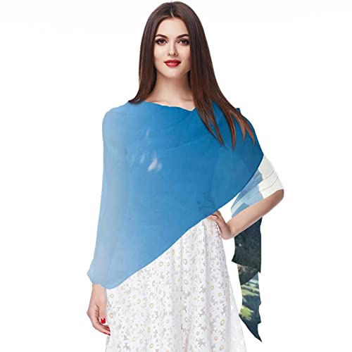 Écharpe pashmina imprimé paysage pour femme au tissage fluide et finitions soignées
