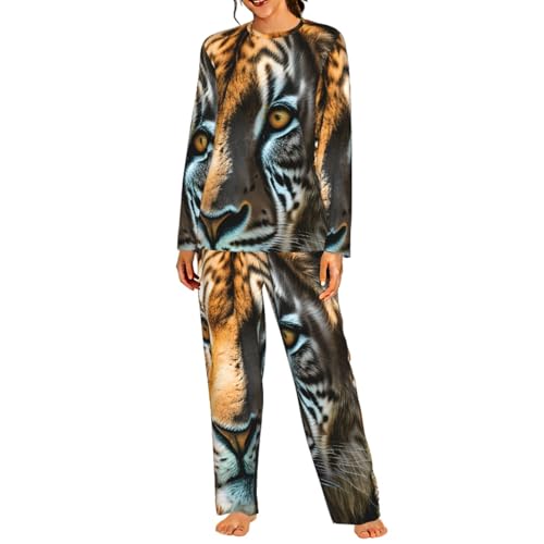 Pyjama assorti à manches longues femme imprimé animaux africains