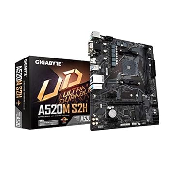 Gigabyte A520M S2H (AMD Ryzen AM4/MicroATX/4+3 fases PWM/Gigabyte Gaming GbE LAN/NVMe PCIe 3.0 x4 M.2/3 Interfaces de exibição/Q-Flash Plus/RGB Fusion 2.0/Placa-mãe)