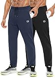 G Gradual Men's Sweatpants with Zipper Pockets Tapered Track Athletic Pants for Men Running, Exercise, Workout (2 Pack: Black/Navy Blue, Medium)