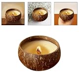 SageFurned Handgefertigte Kokosnussschale als Kerzenhalter und Obstschale Nachhaltige Deko für Aromatherapie 9-11cm Natürlich