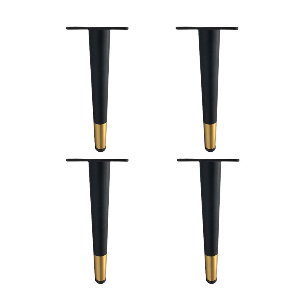 Jiaolun123 Straight Cone 4Pcs Furniture Legs Furniture Feet Metal Table Legs Supporting Feet Sofa Legs Cabinet Legs, Furniture Replacement Legs, Black Gold(Straight Cone35cm/13.7In)