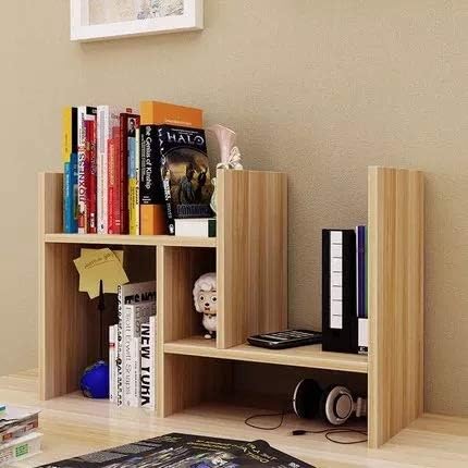 VONOTO Wood Desk Storage Organizer Adjustable Desktop Display Shelf Rack Multipurpose Bookshelf for Office Kitchen (Light Walnut)