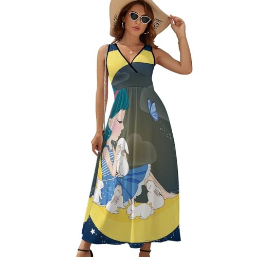 Robe longue d'été sans manches Lapin De Lune en coupe maxi décontractée