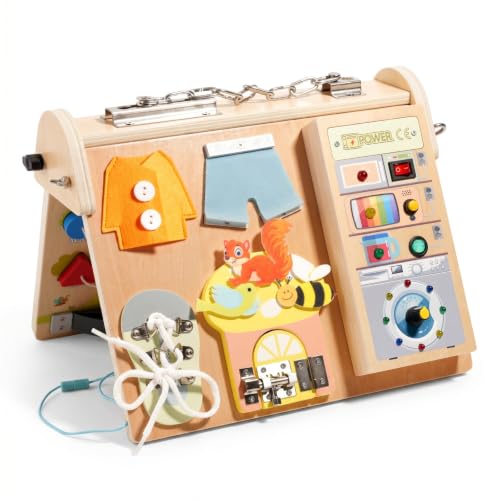 Busy board en bois planche d'activités nomade pour occuper intelligemment vos enfants